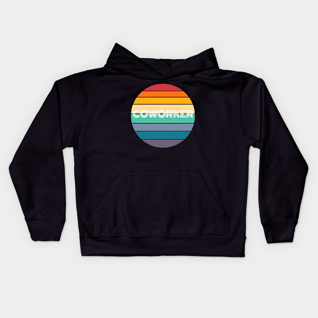 Rainbow Coworker Retro Vintage Kids Hoodie by Kerlem